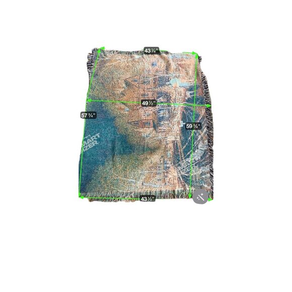 Thomas Kinkade Tapestry Winter Scene Afghan Throw Blanket Colorful Cotton Fringe - Picture 4 of 7